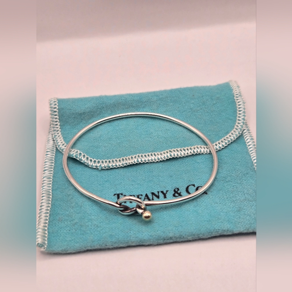 Tiffany & Co. 18k Gold and Sterling Silver Love Knot Hook Bangle Bracelet